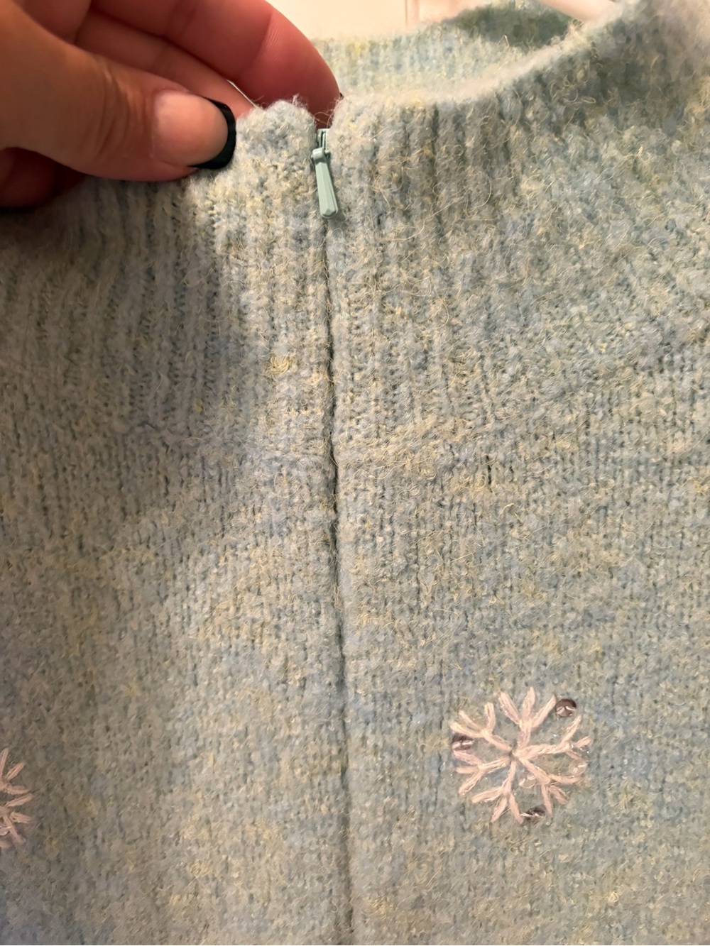 Vintage TALBOTS NWT Beaded Winter Tree Holiday Sweater Mock Neck Half Zip PL - Picture 8 of 14